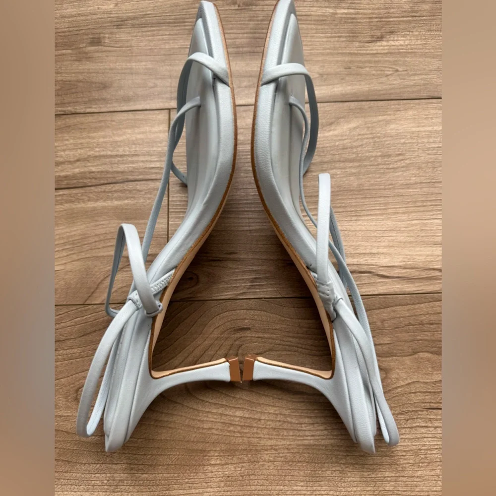 Steve Madden Locke strappy sandals light blue square toe kitten heel Size 7.5 - Picture 6 of 10